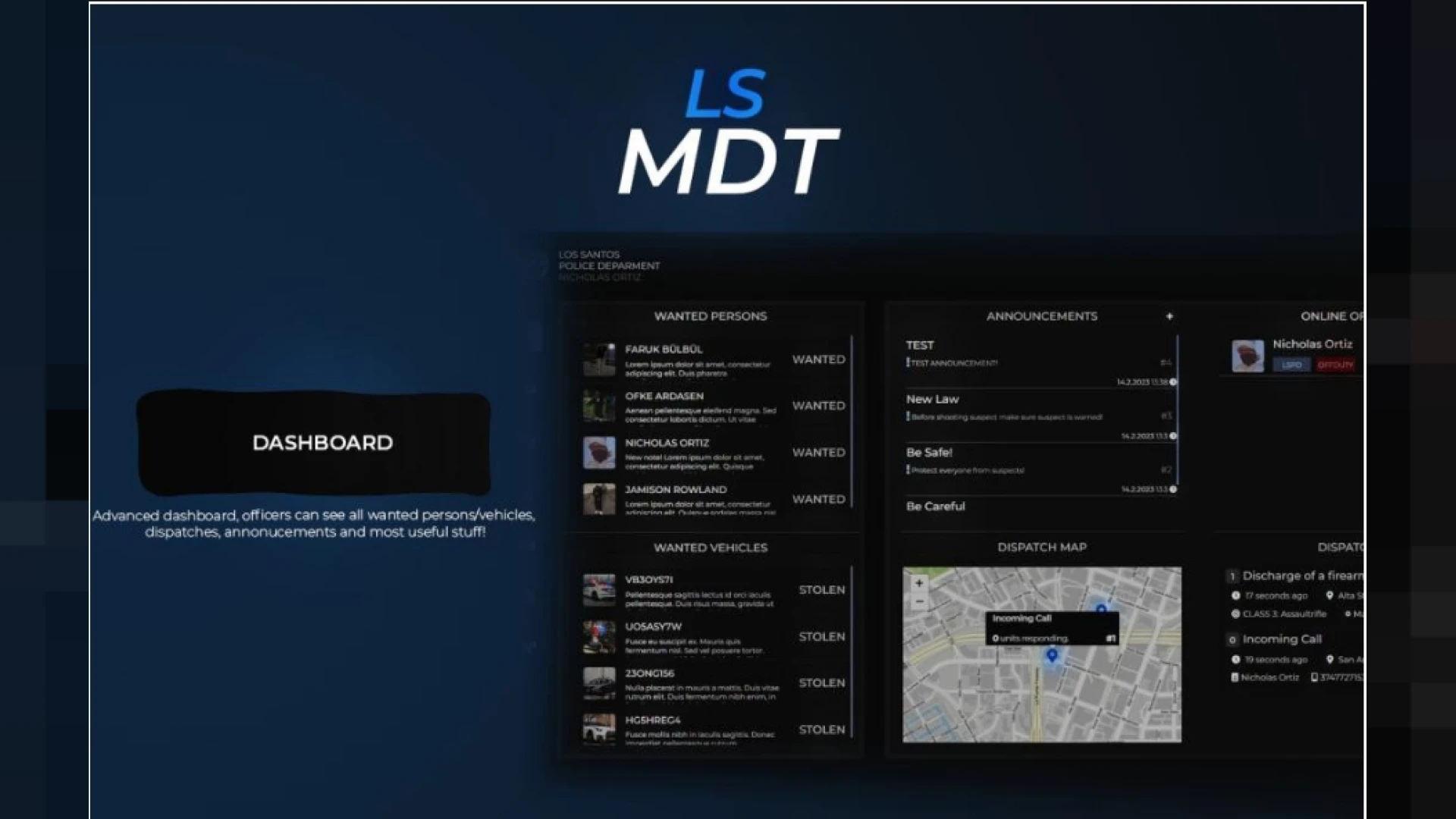 LS MDT FiveM mdt — police mobile data terminal with criminal records