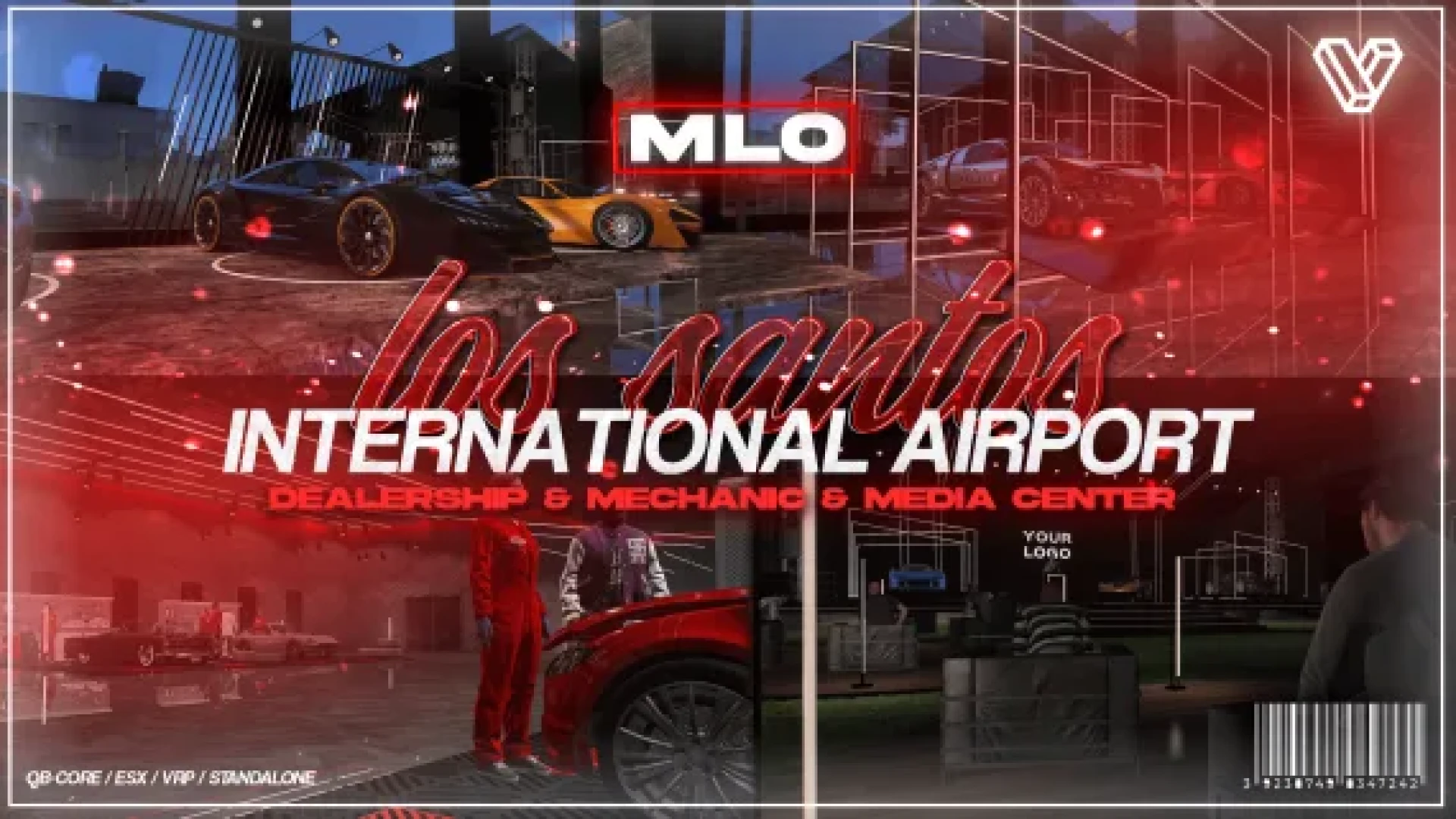 Luxury dealership showroom with display cars and workshop in FiveM
