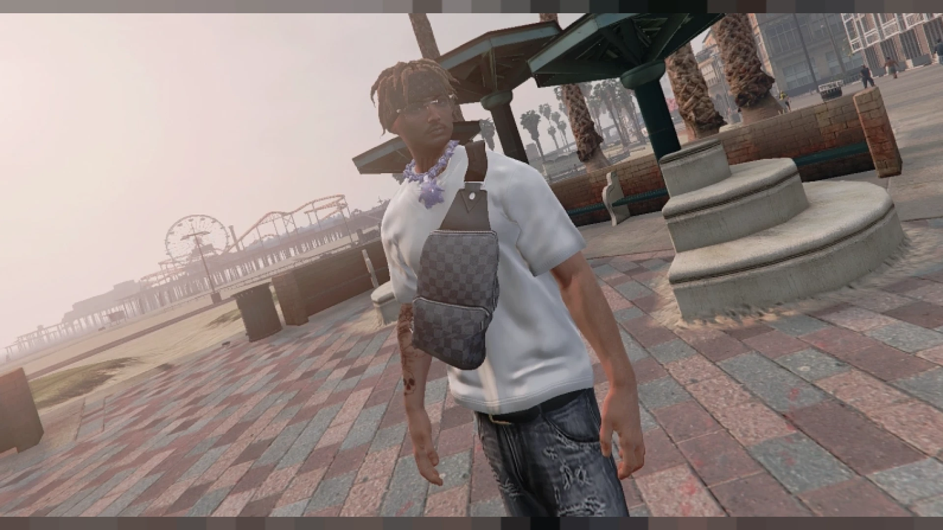 LV sacoche bag for FiveM character shown on a ped