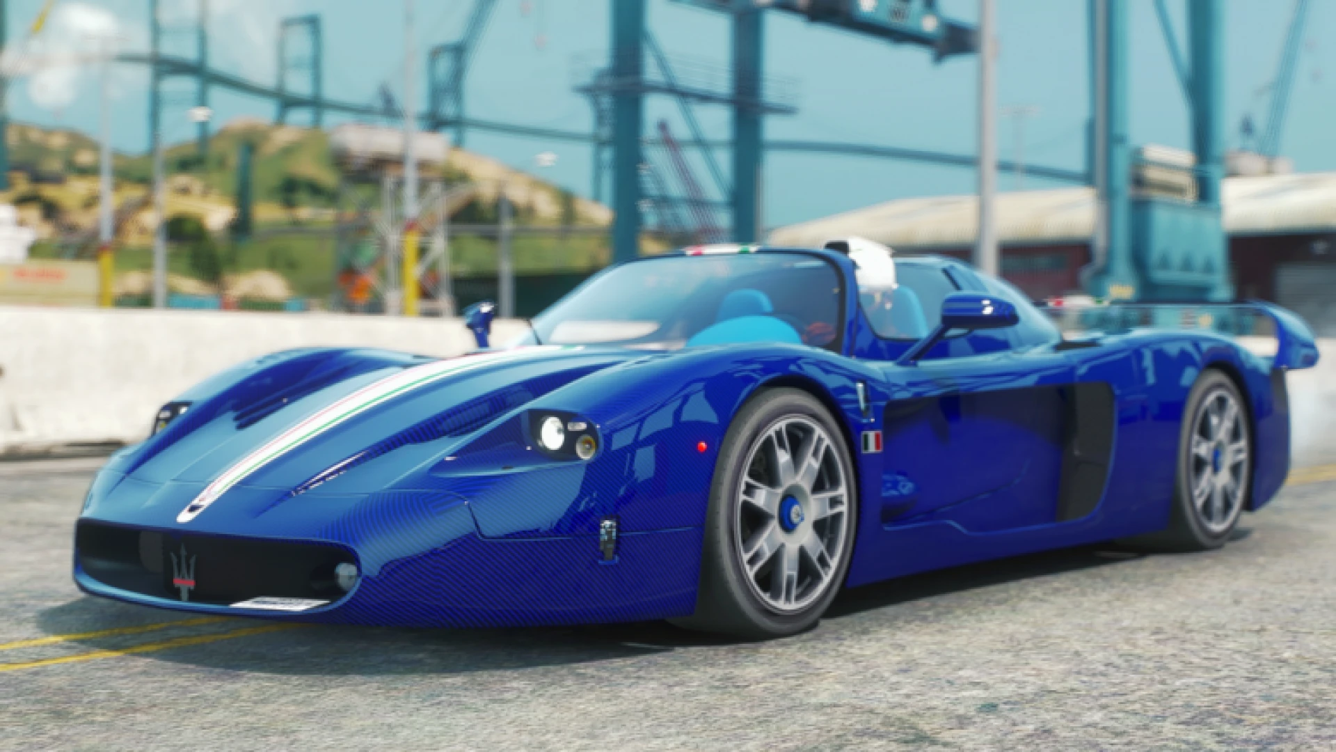 Maserati MC12 FiveM supercar add-on vehicle on a coastal road