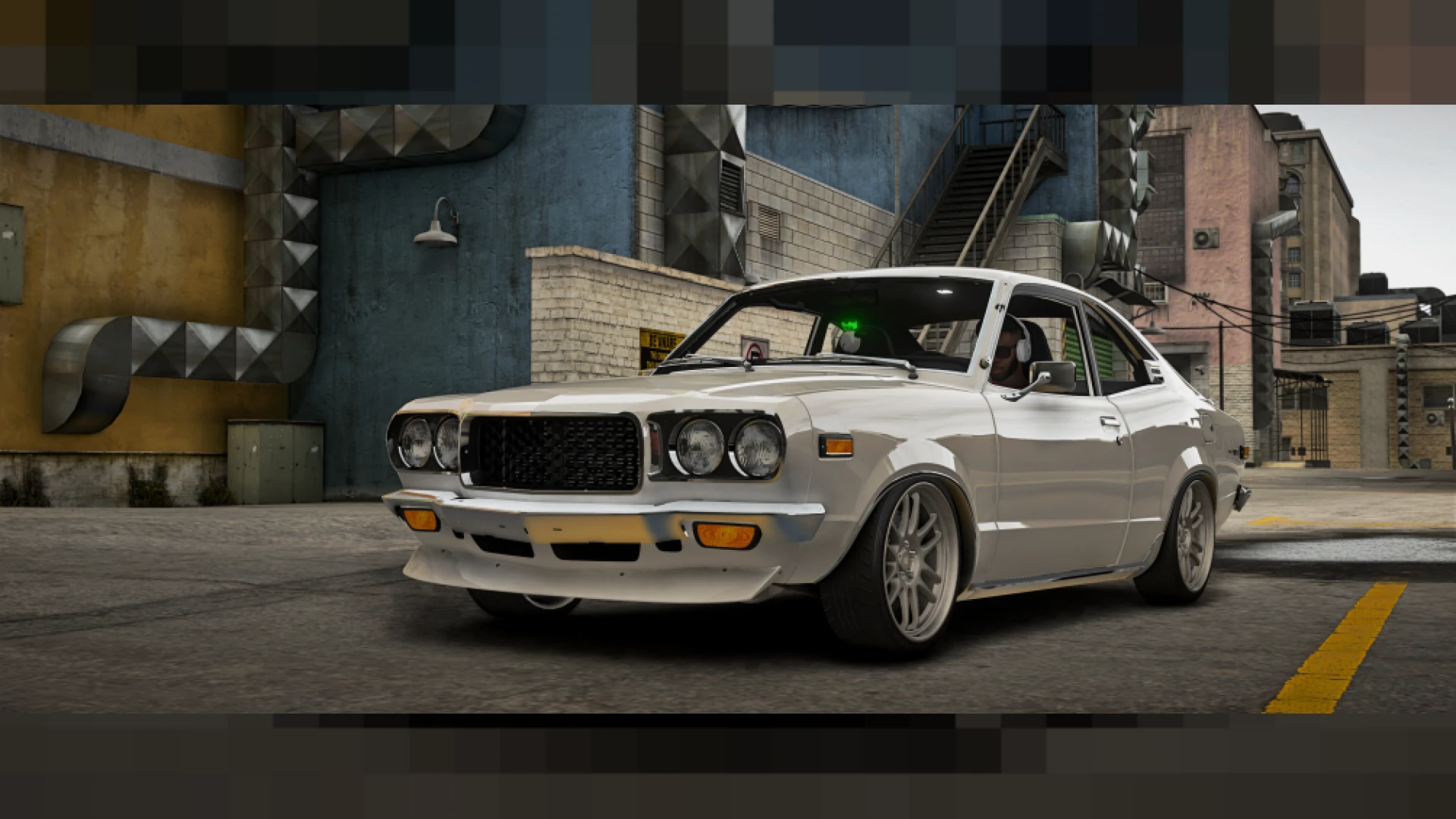 1973 Mazda RX3 classic rotary JDM coupe add-on shown in FiveM