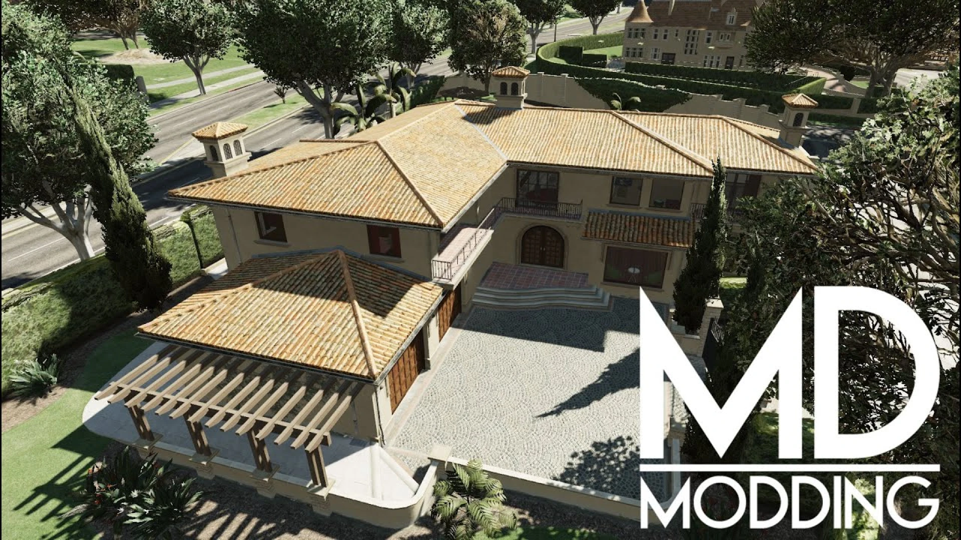Spanish Villa MLO courtyard and pool interior for FiveM