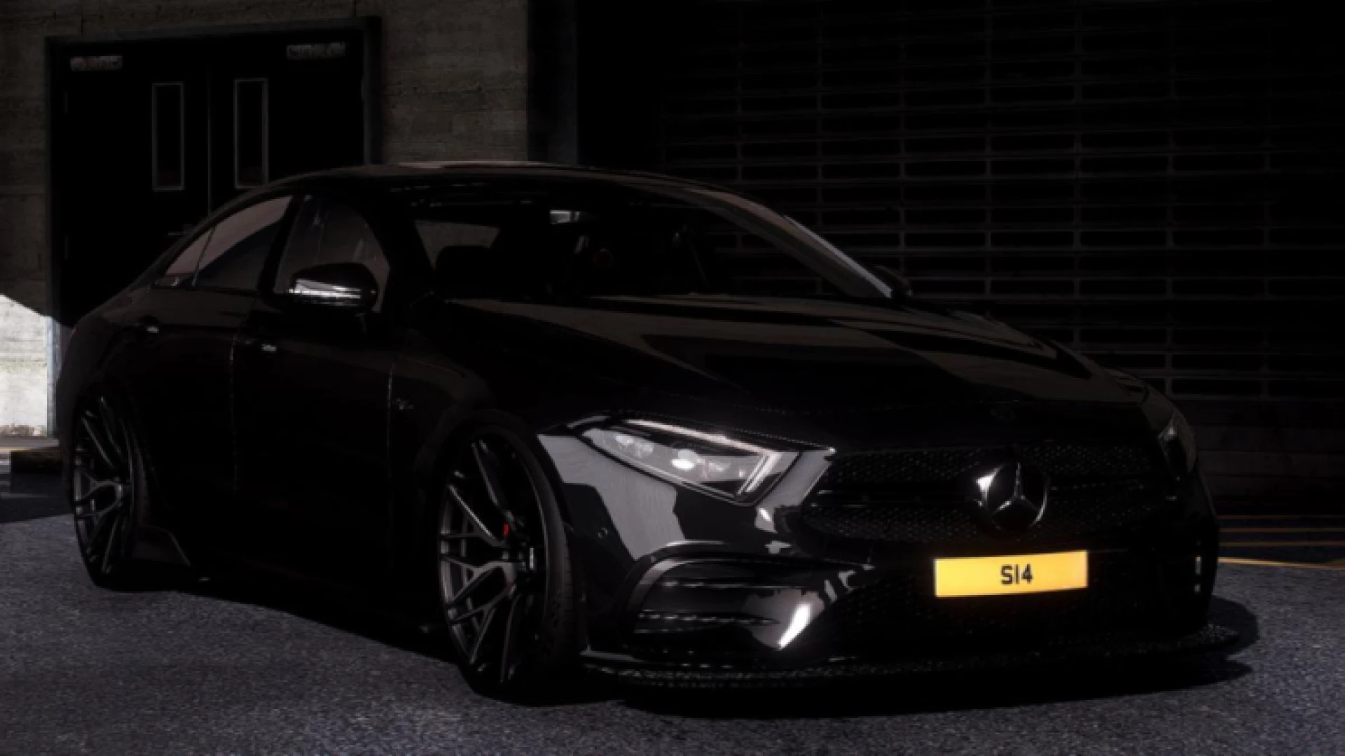 Mercedes CLS 53 AMG Black Edition FiveM add-on car parked at night