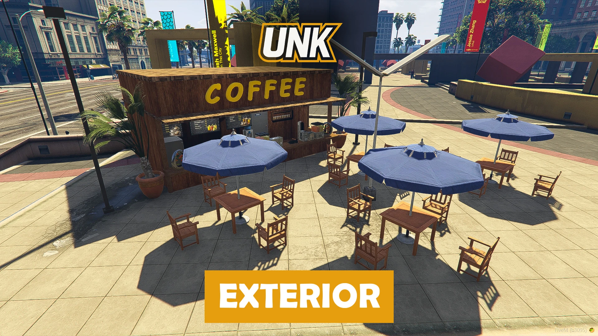 Coffee kiosk mlo street cart with service window at Legion Square FiveM
