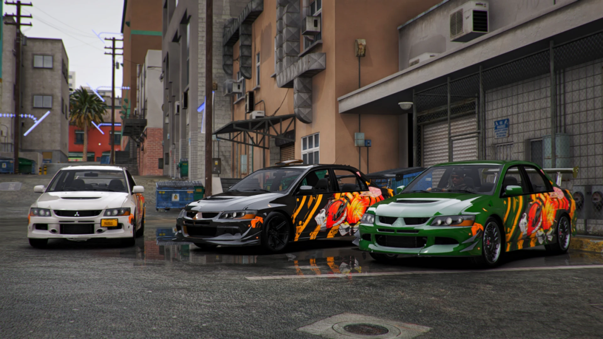 Lancer Evolution IX FiveM add-on JDM tuned car with Voltex wing