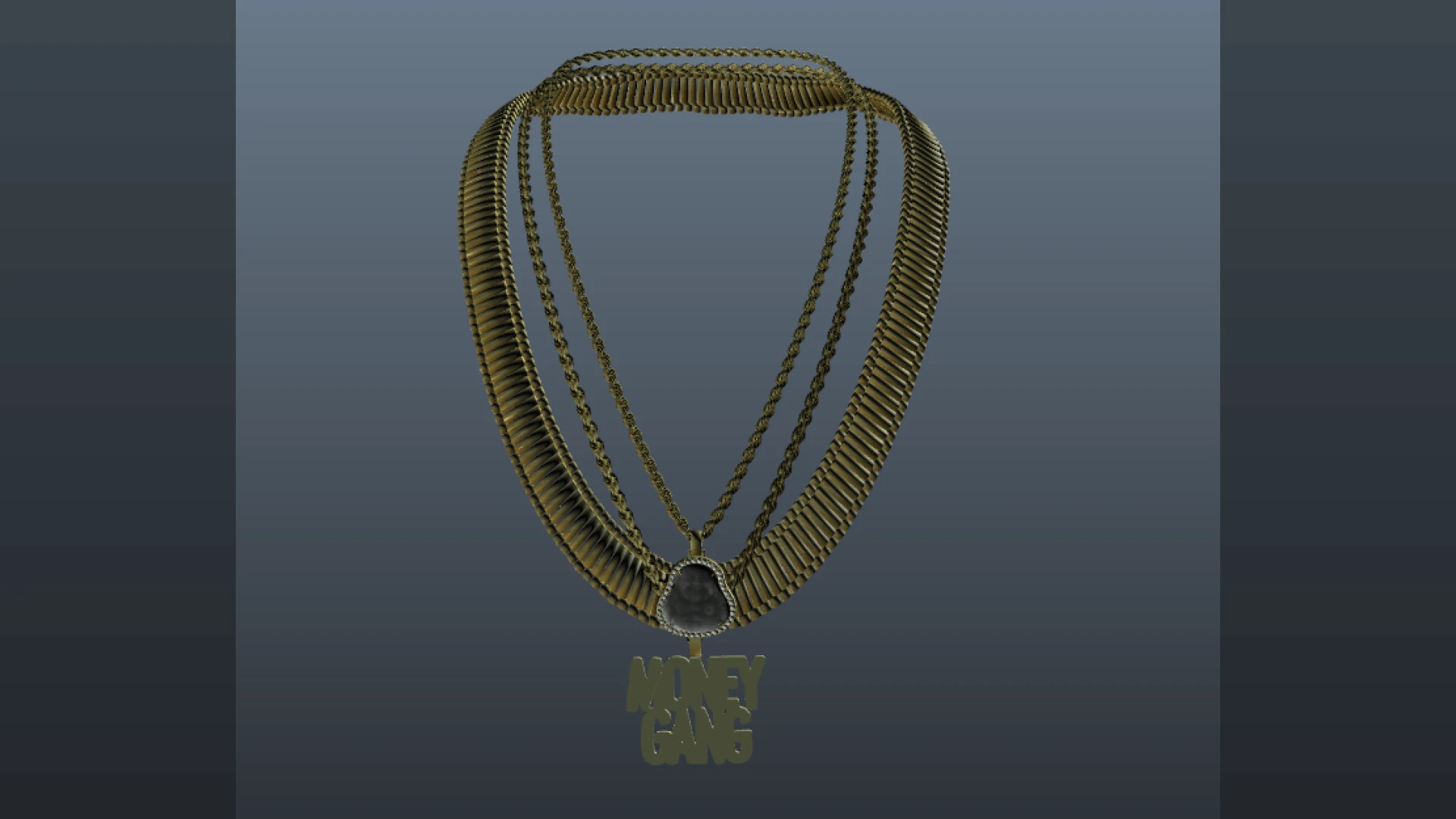 Money gang chain accessory on a FiveM character