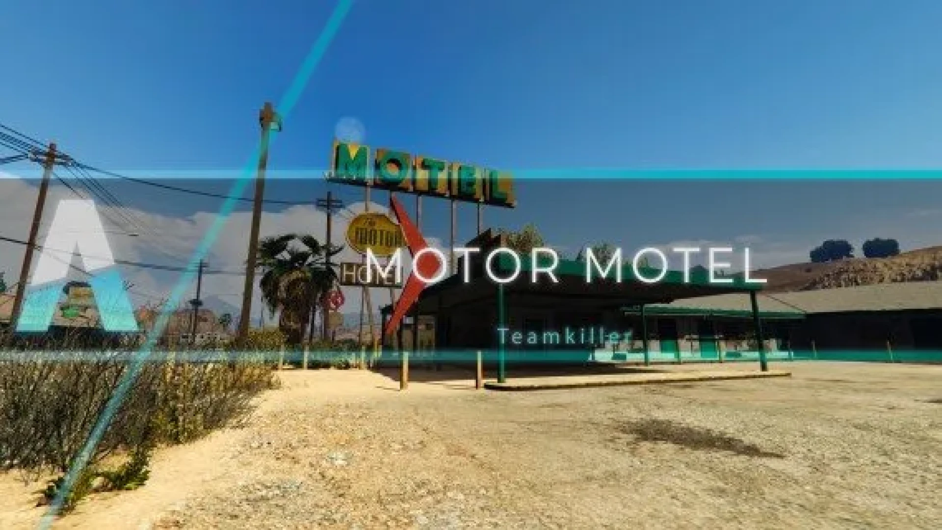 Motor motel reception desk and roadside guest rooms interior in FiveM