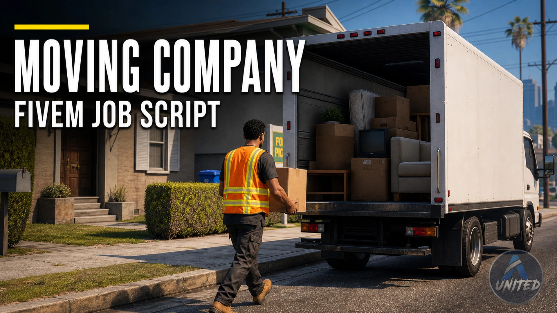 Moving Company Job FiveM script — loading furniture into a moving truck