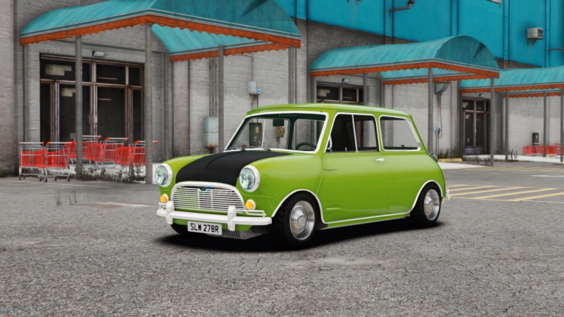 Mr Bean Mini Cooper FiveM novelty car with teddy bear on the roof