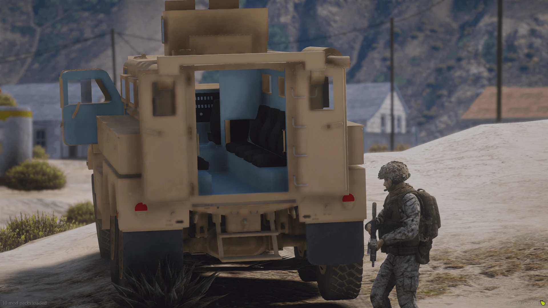 MRAP 6x6 armored tactical vehicle add-on for FiveM on rough terrain — view 2