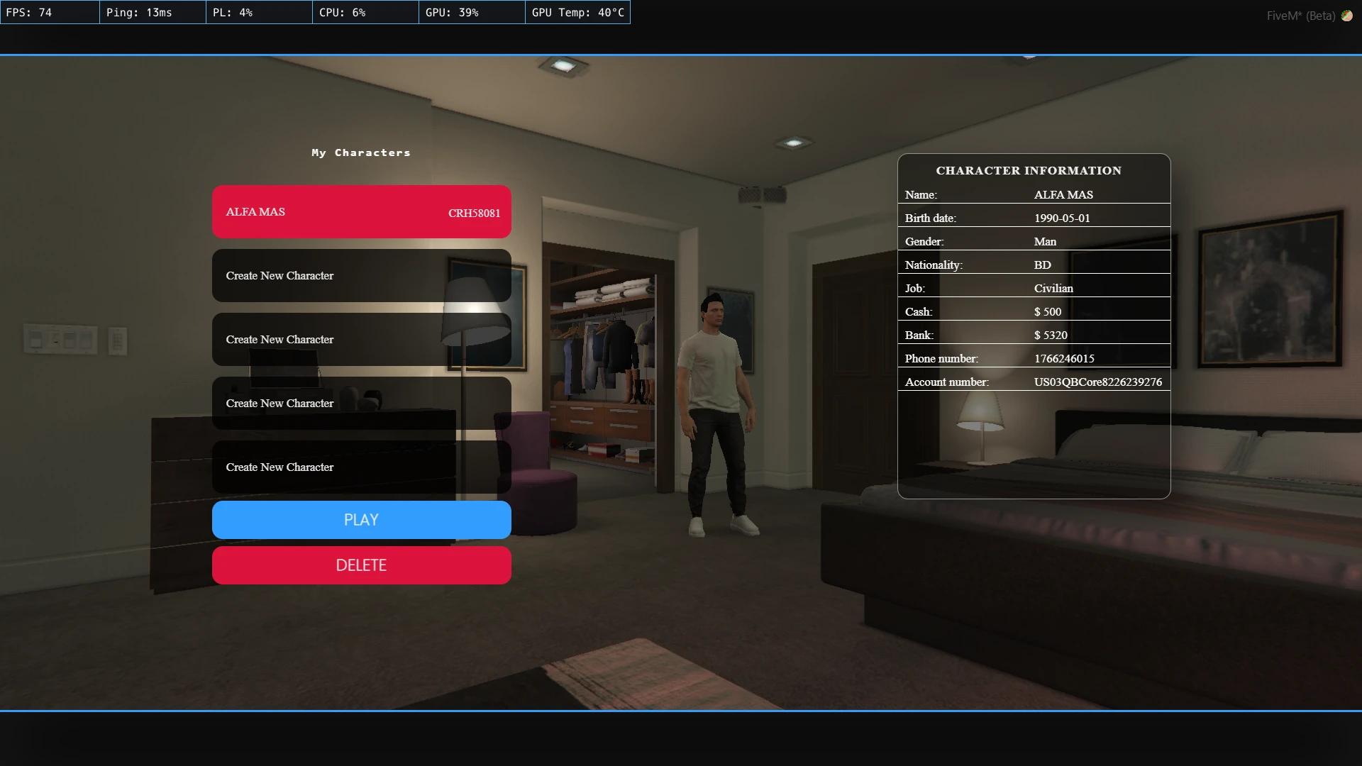 Multi character selection v8 — FiveM asset preview