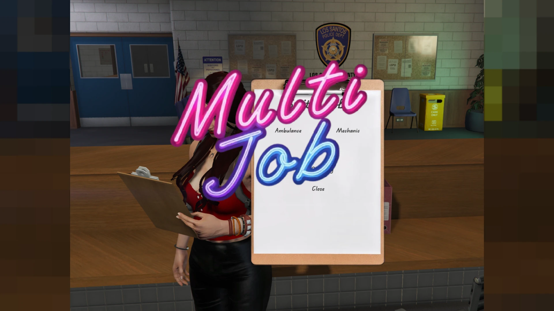 Multijob system menu on a FiveM roleplay server
