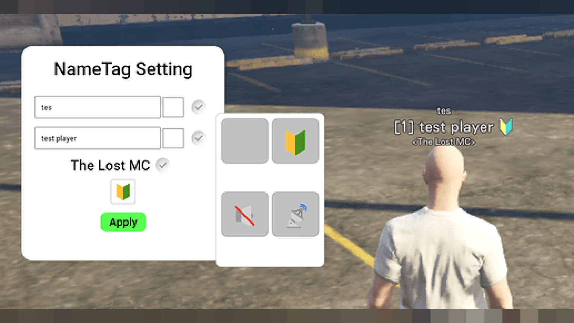 Nametag system showing player names above characters in FiveM