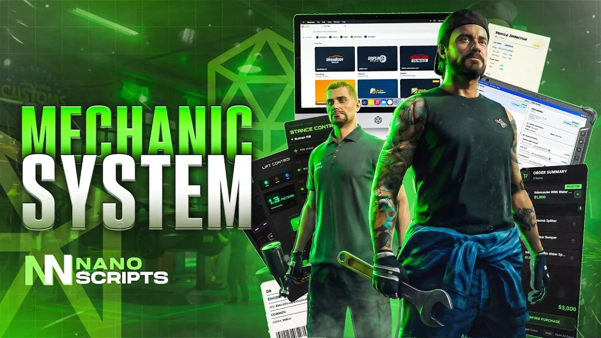 Nano Mechanic System FiveM mechanic system — in-game shop management and repairs