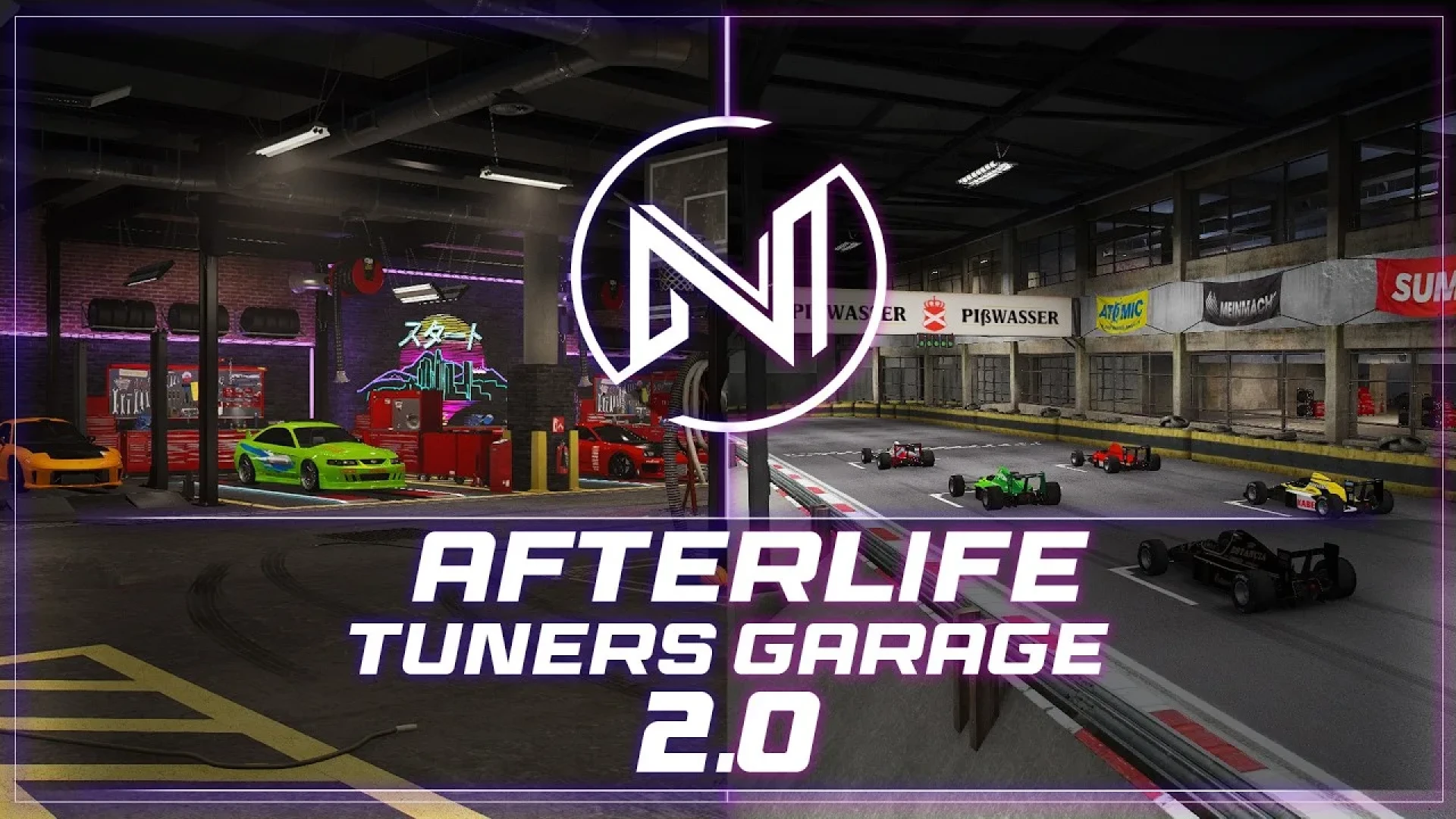Tuners garage MLO with neon lighting for FiveM