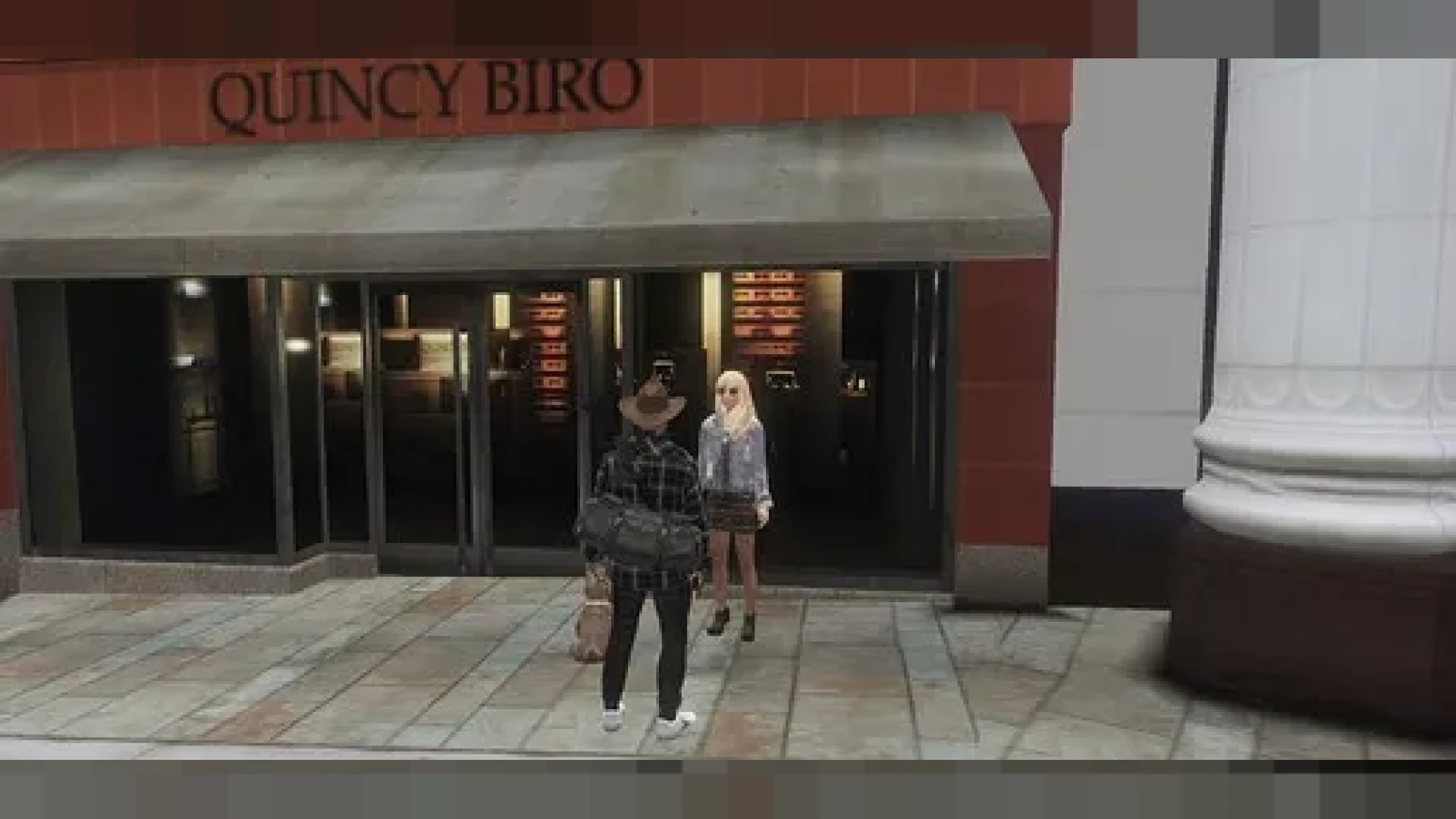 NPC Robbery scene with a player holding up a pedestrian in FiveM