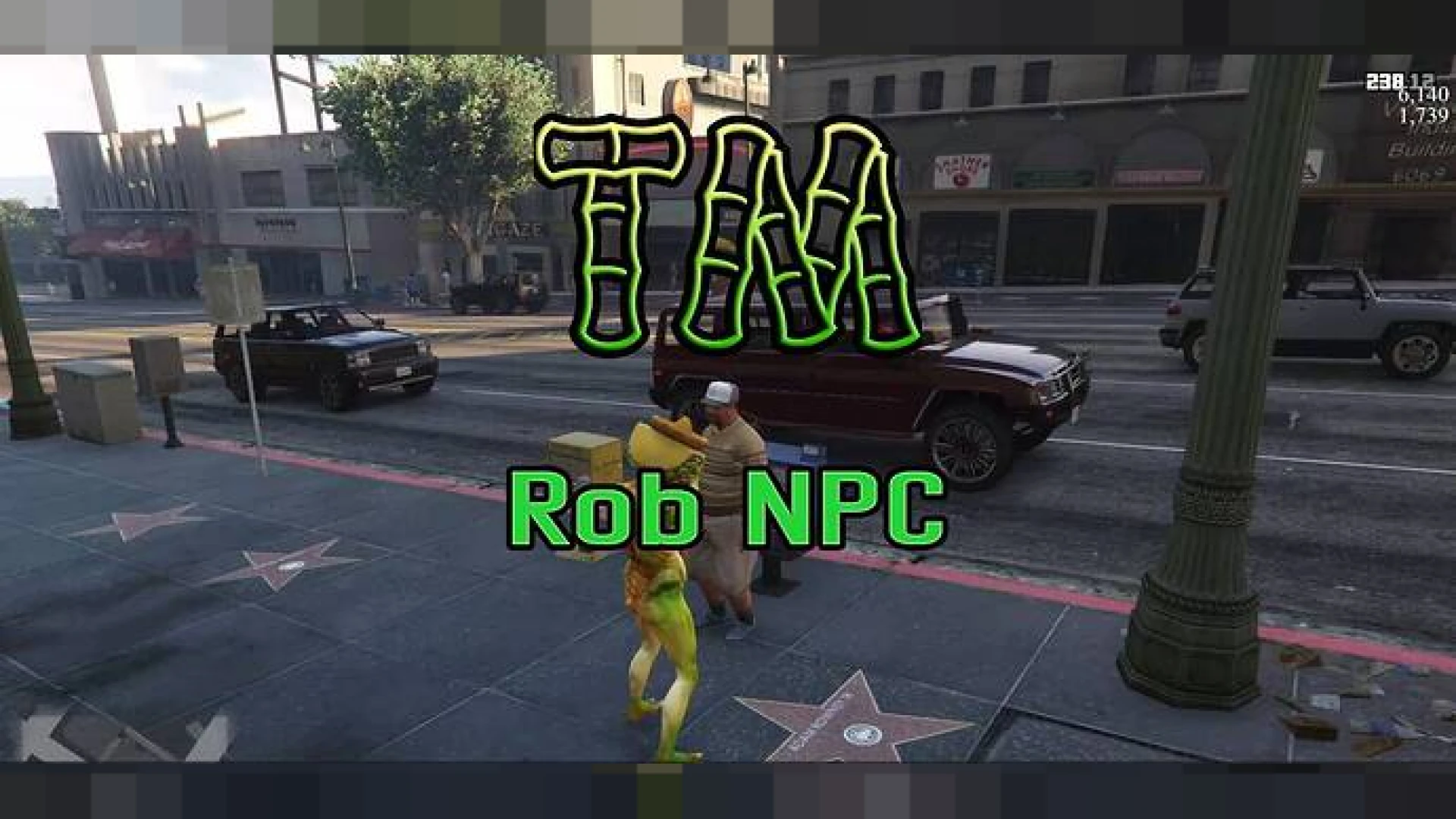 FiveM NPC robbery holding up a pedestrian on the street
