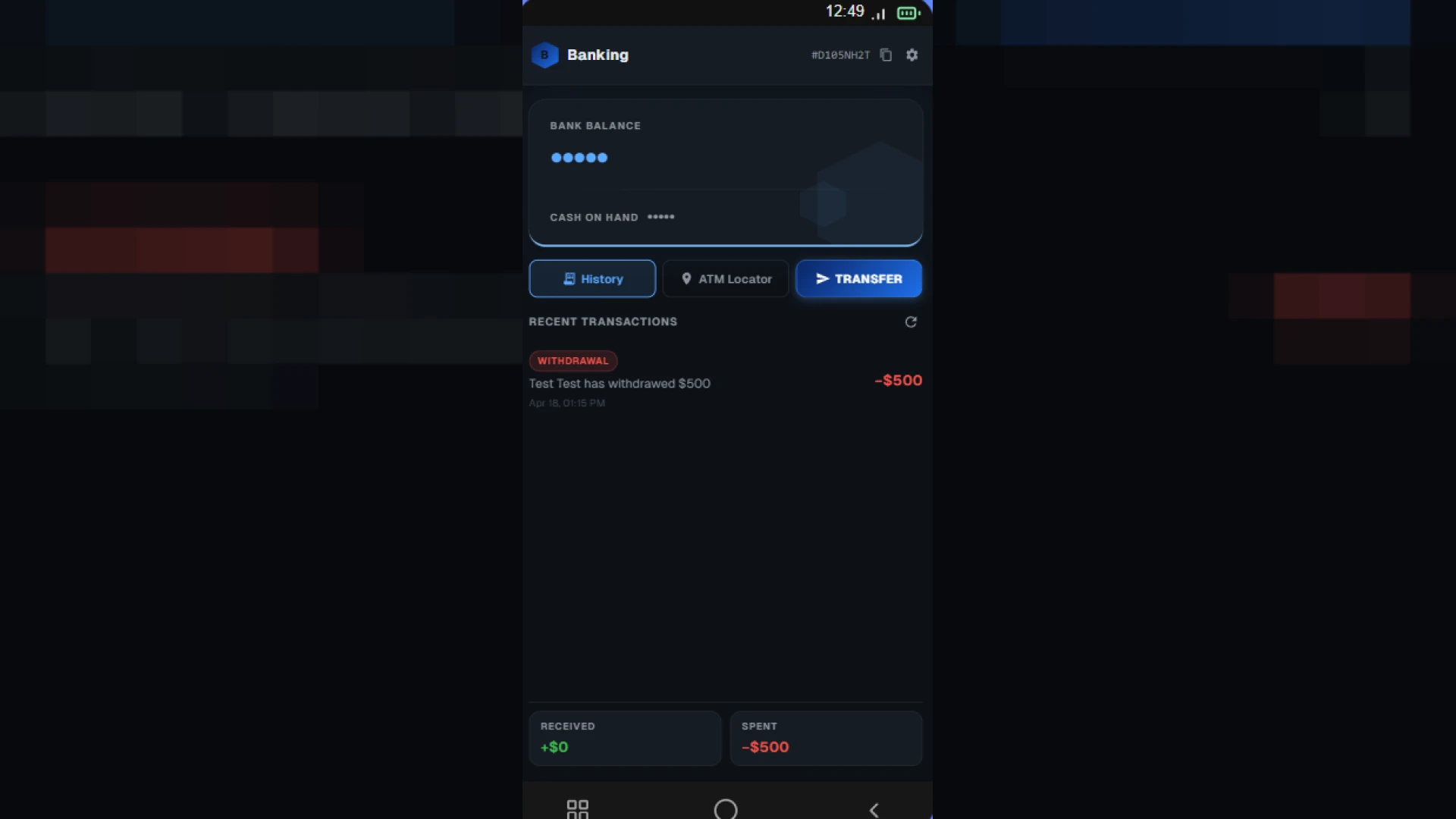 NPWD banking app phone finance interface for FiveM