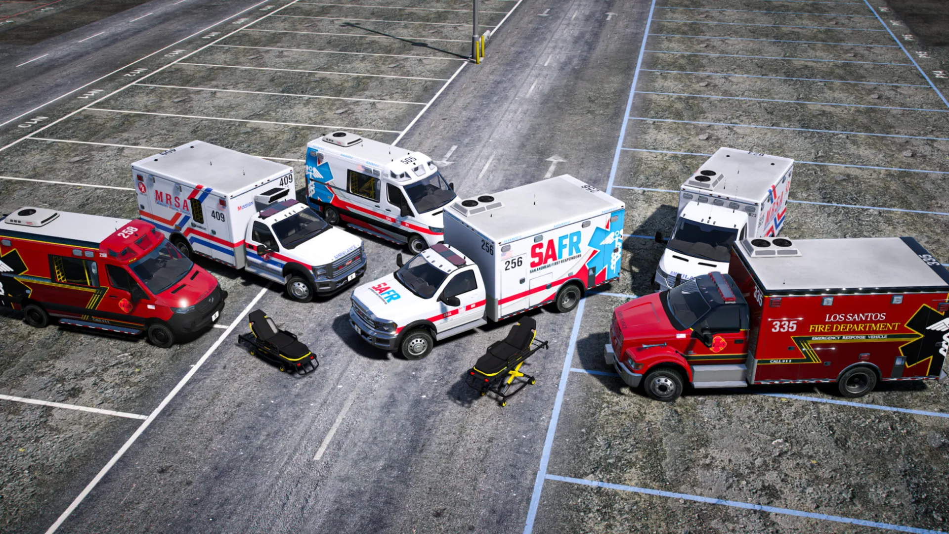 Ems V1 Ambulances And Animated Gurney for FiveM
