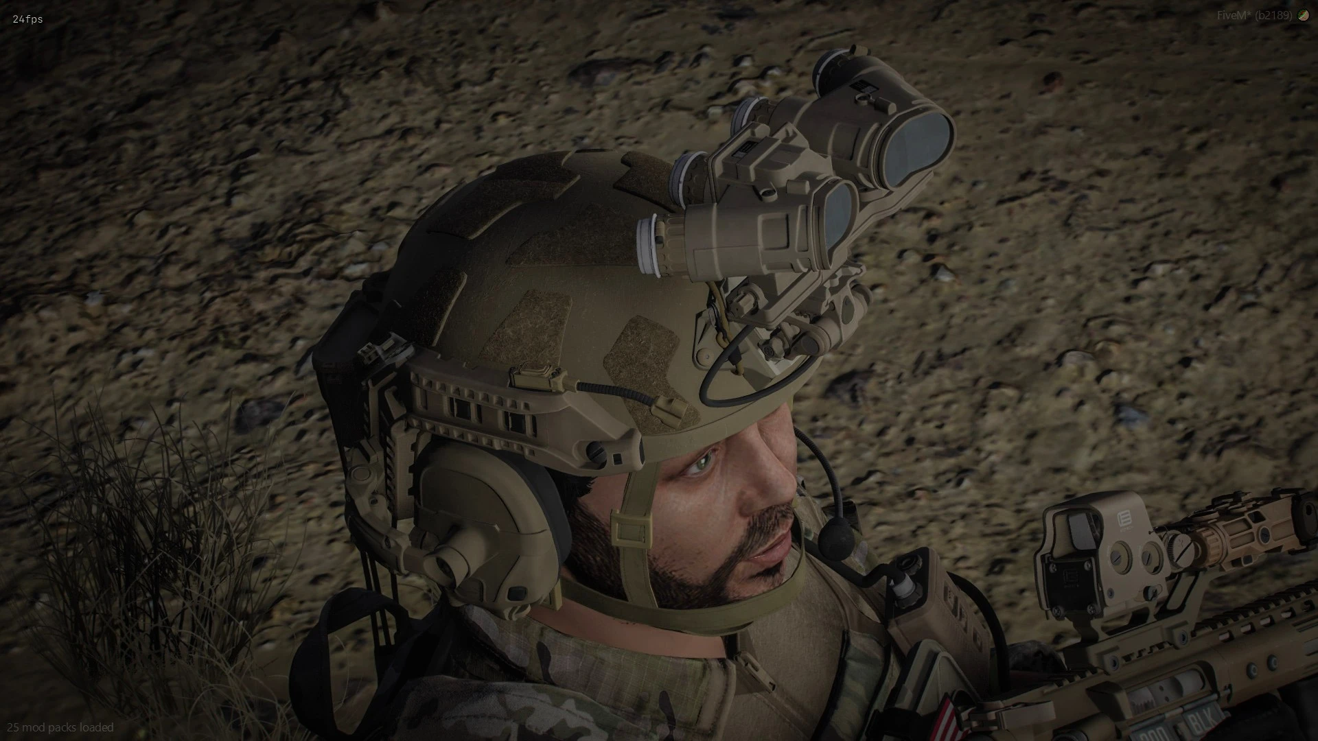 OpsCore helmet with RailLink and NVG on a FiveM tactical character