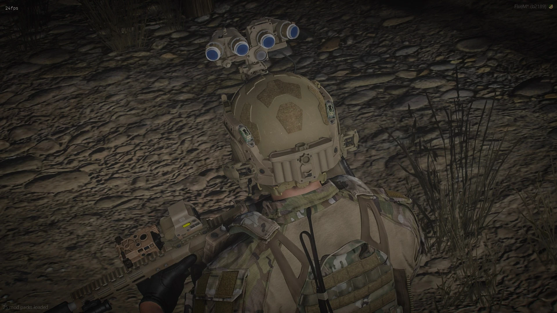 OpsCore helmet with RailLink and NVG on a FiveM tactical character — view 2
