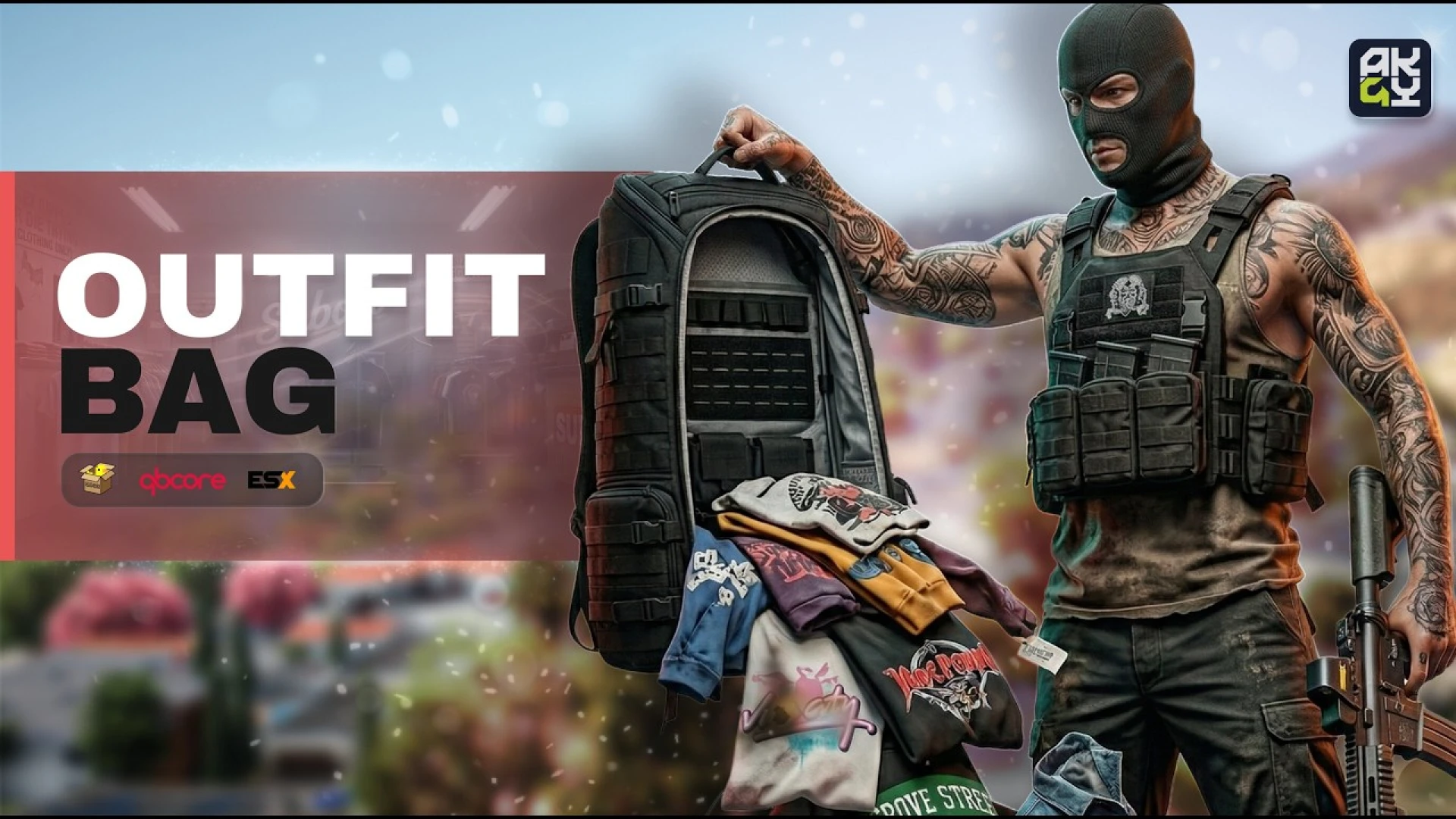 Outfit Bag System FiveM outfit bag — opening a bag of saved outfits in the field