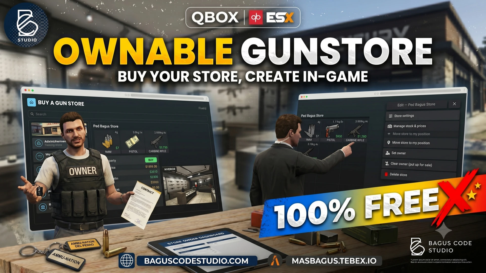 Ownable gunstore script weapon shop counter in FiveM