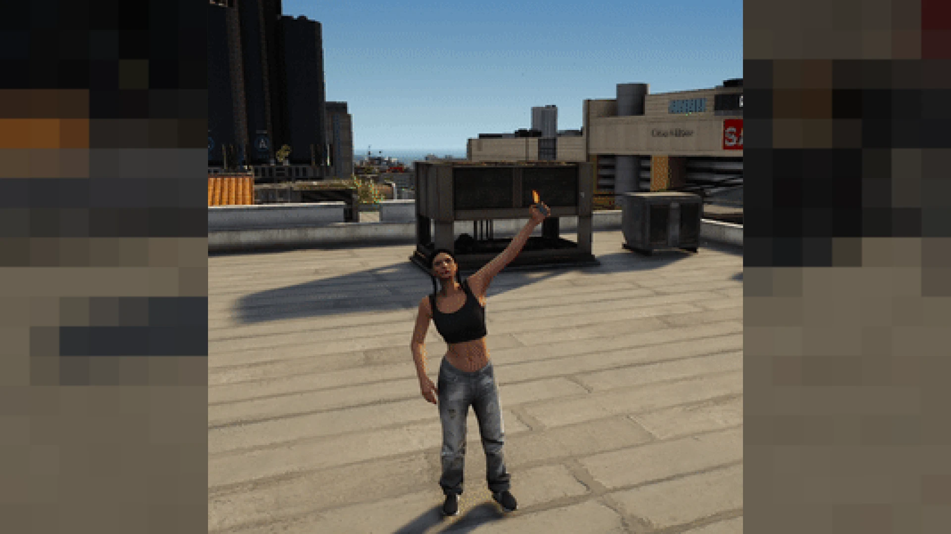 Party Lighter emote raising a lit lighter at a concert in FiveM