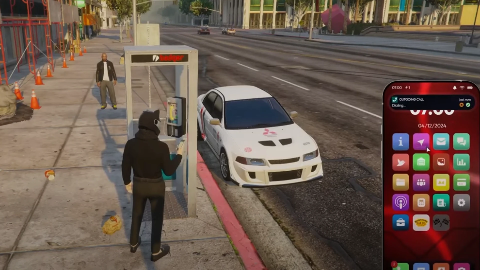 FiveM payphone system booth in a city street