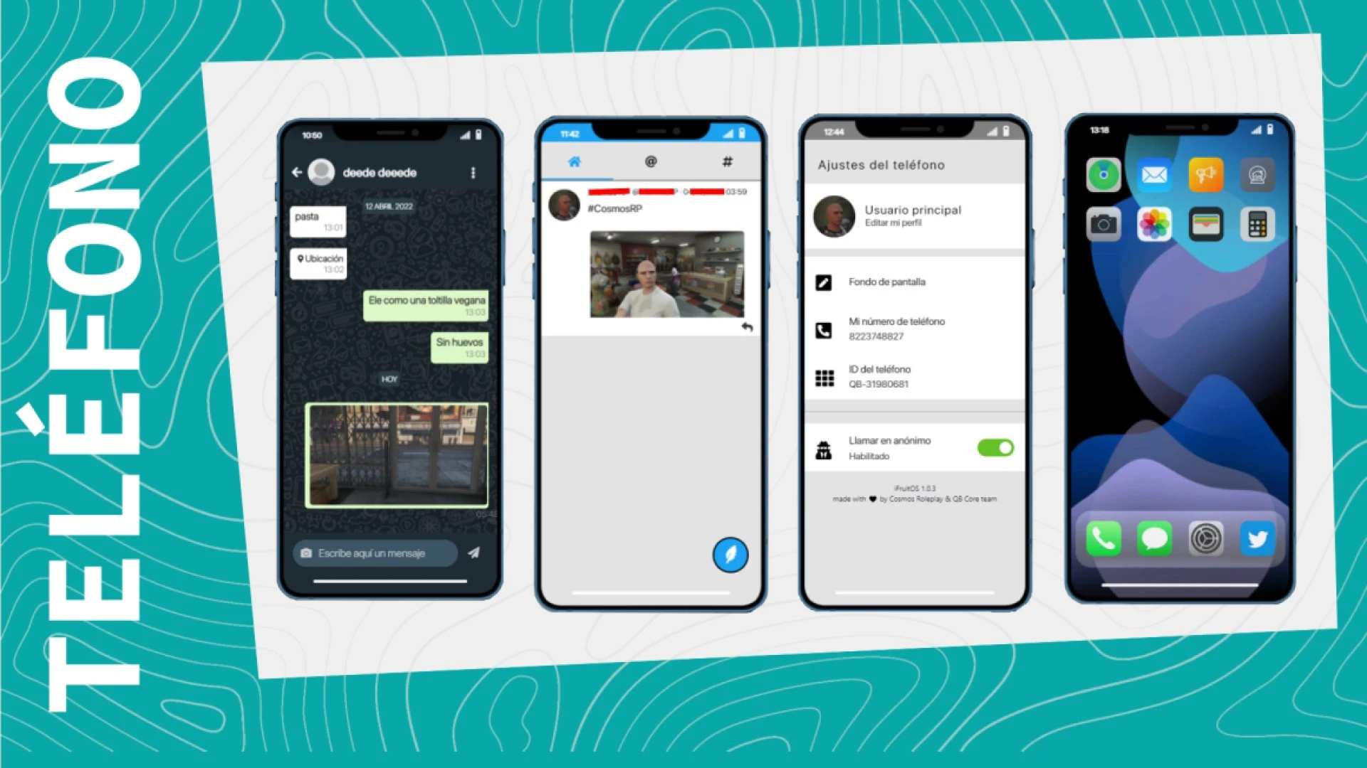 Phone system smartphone UI with apps and messages in FiveM