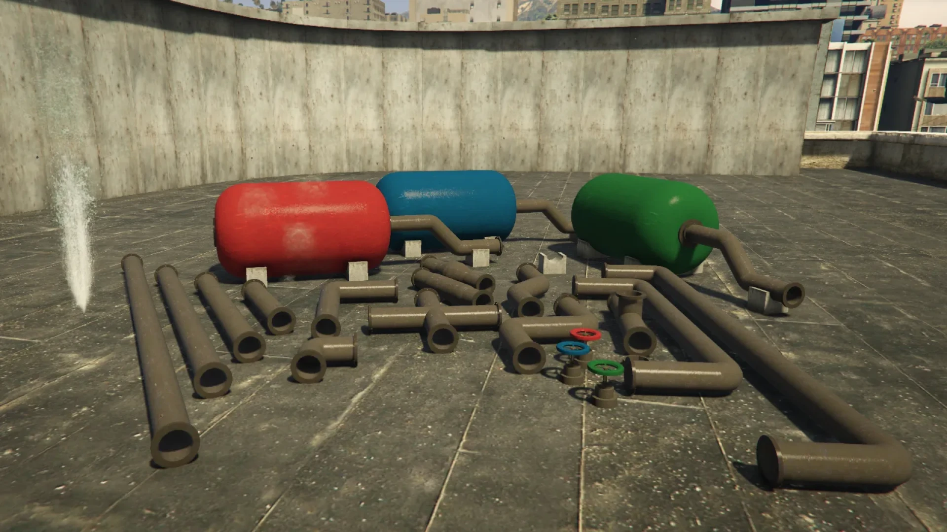 Pipe props industrial valves and plumbing sections arranged in FiveM
