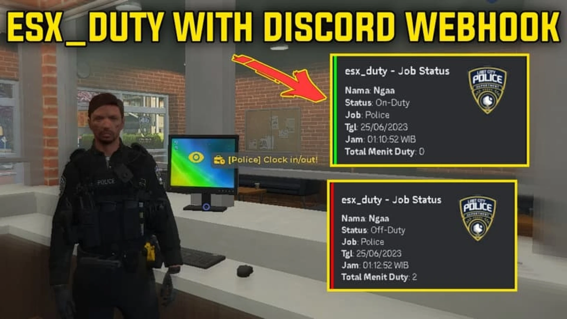 Police duty script sending a clock-in log to a Discord webhook