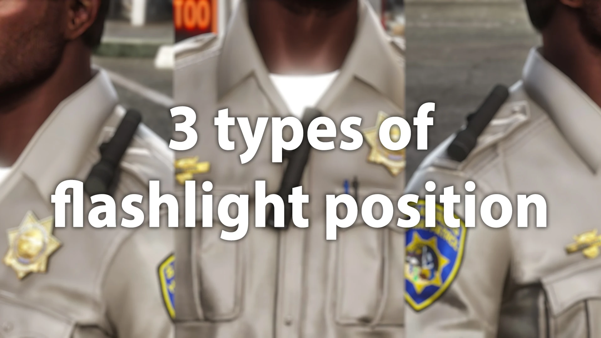 Police shoulder flashlights glowing on a FiveM officer uniform — view 2
