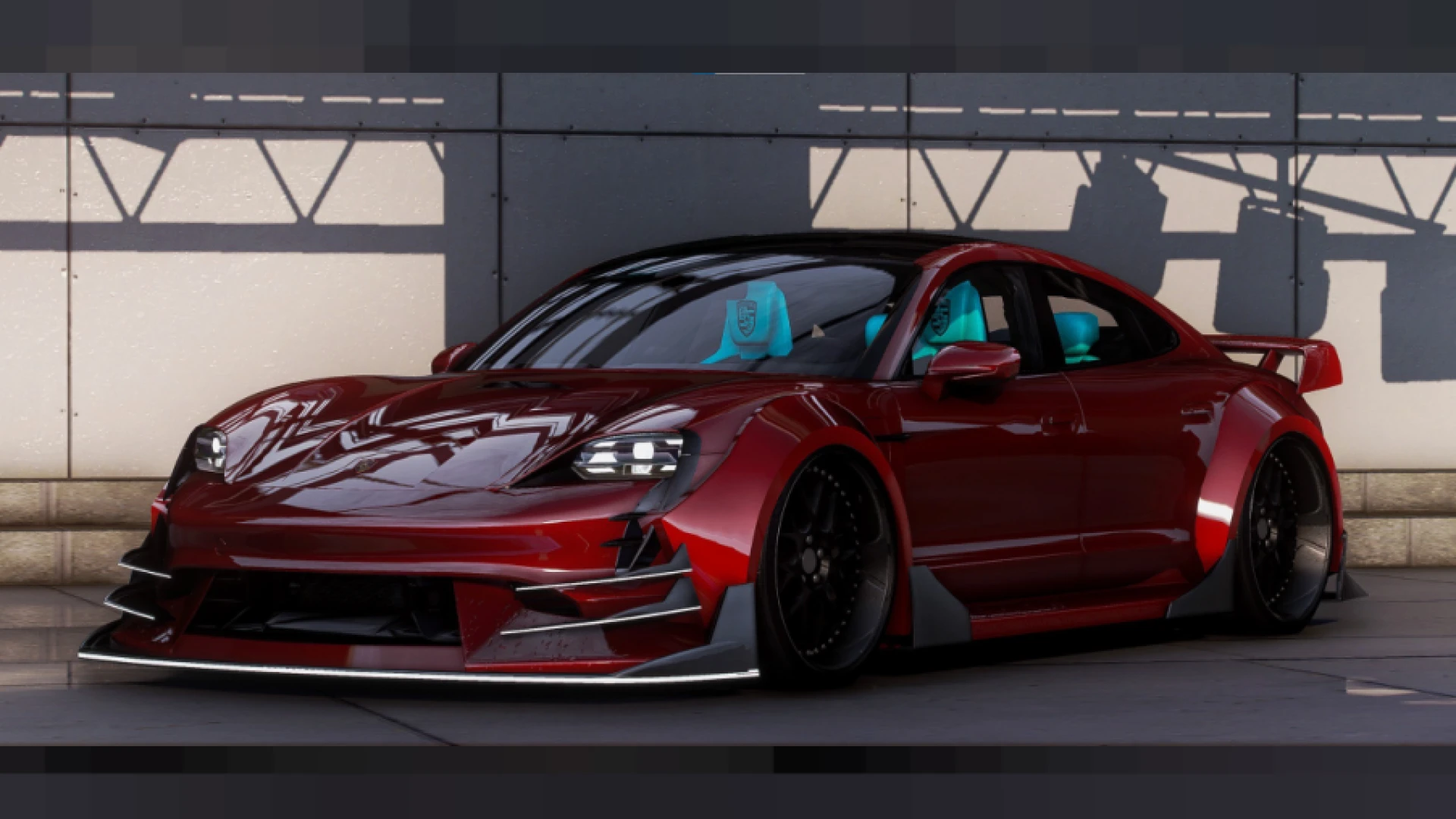 Porsche Taycan FiveM add-on electric car parked in Los Santos