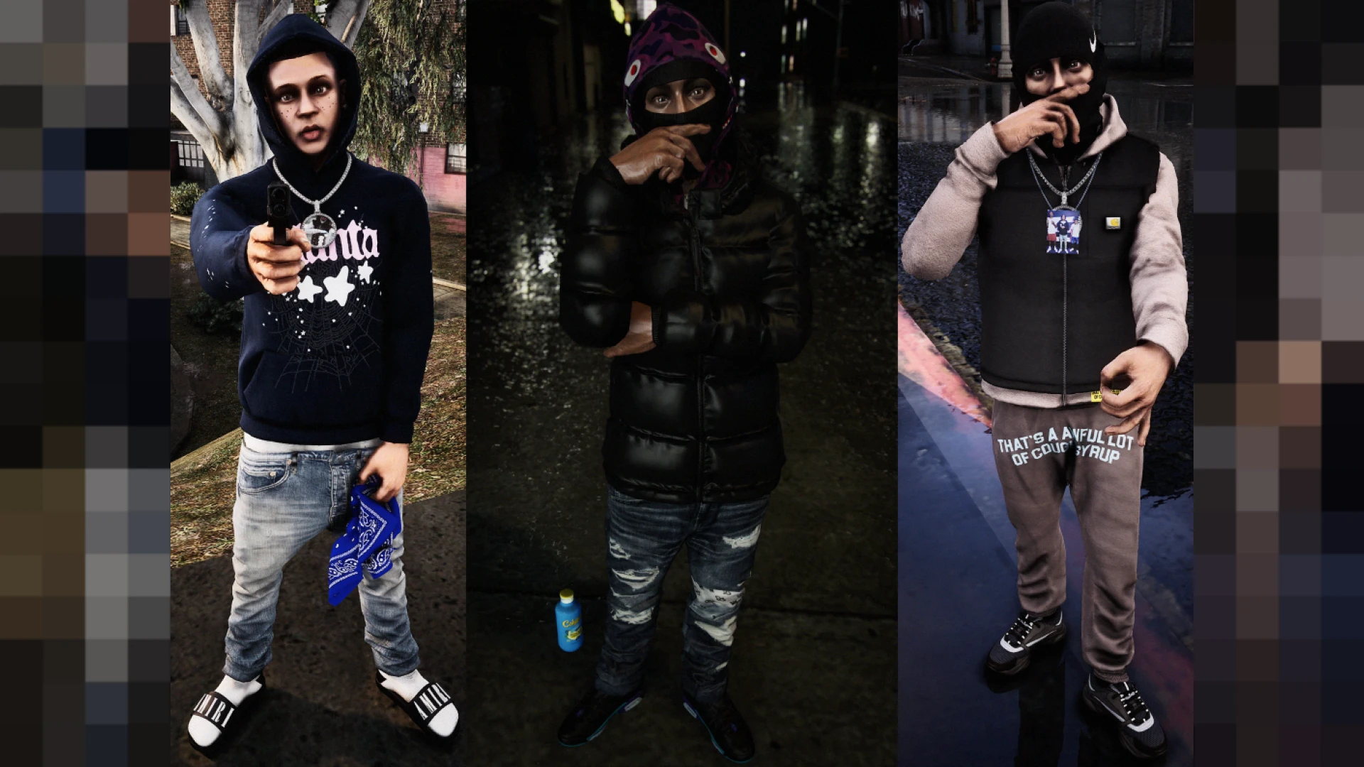 Pose pack character posing for a photo in FiveM