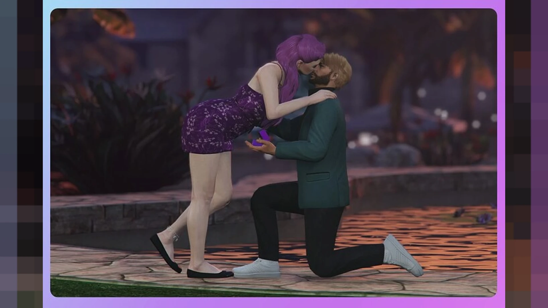 Player performing propose animations while kneeling with a ring in FiveM