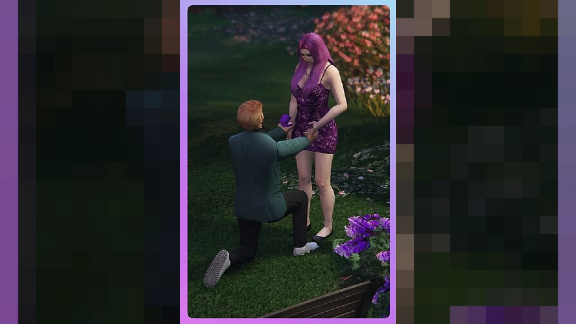 Player performing propose animations while kneeling with a ring in FiveM — view 2