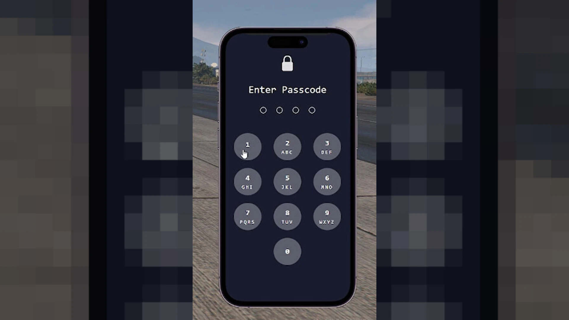 QBCore phone with passcode lock screen in FiveM