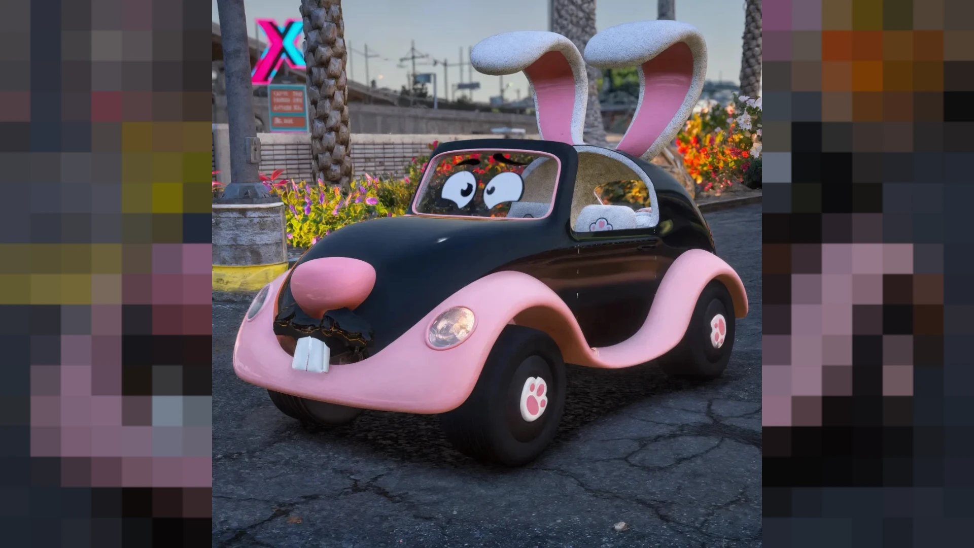 Playful rabbit car novelty vehicle in a FiveM roleplay server