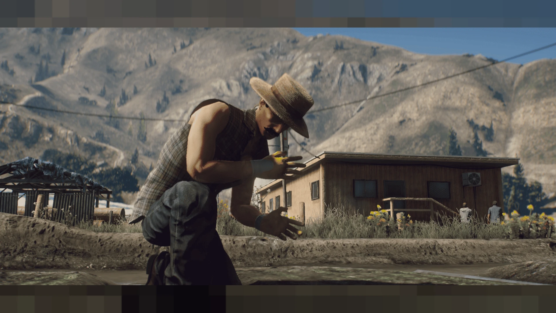 Rancher Straw Cowboy Hat on a FiveM MP male freemode character — view 2