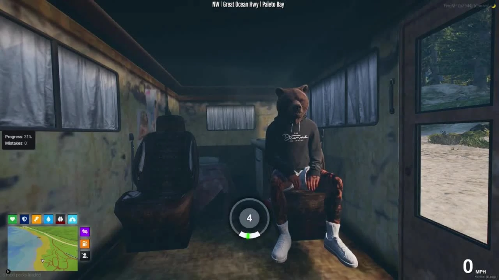 Meth van script cooking scene inside a moving van in FiveM