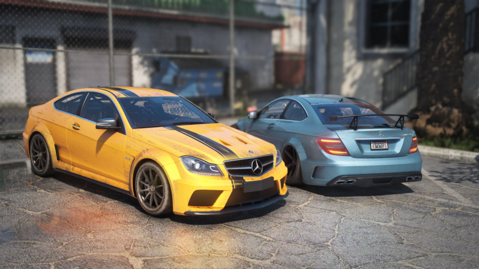 FiveM ray tracing preset showing reflective wet streets at dusk