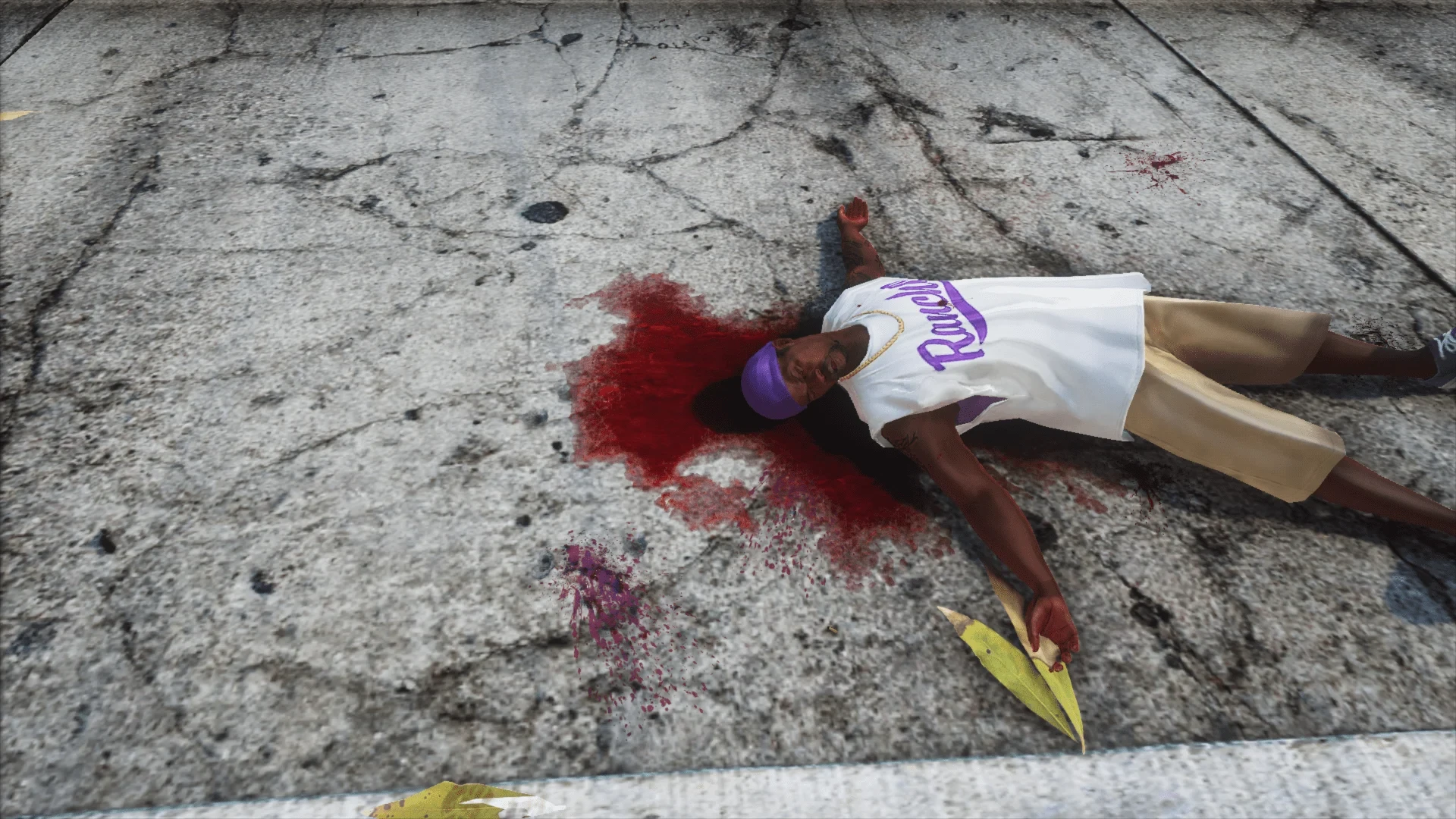 Realistic blood FX showing accurate splatter and wound decals in FiveM combat — view 2