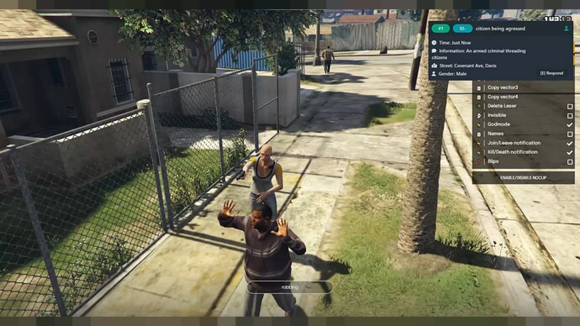 Rob NPC FiveM script — mugging a pedestrian at gunpoint