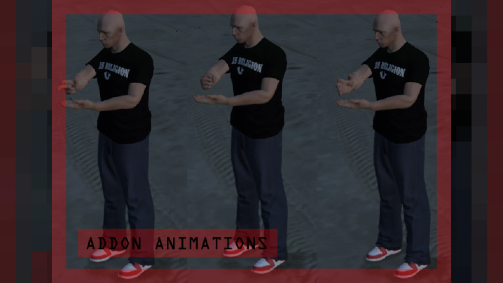 Two players performing rock paper scissors animations on a FiveM street