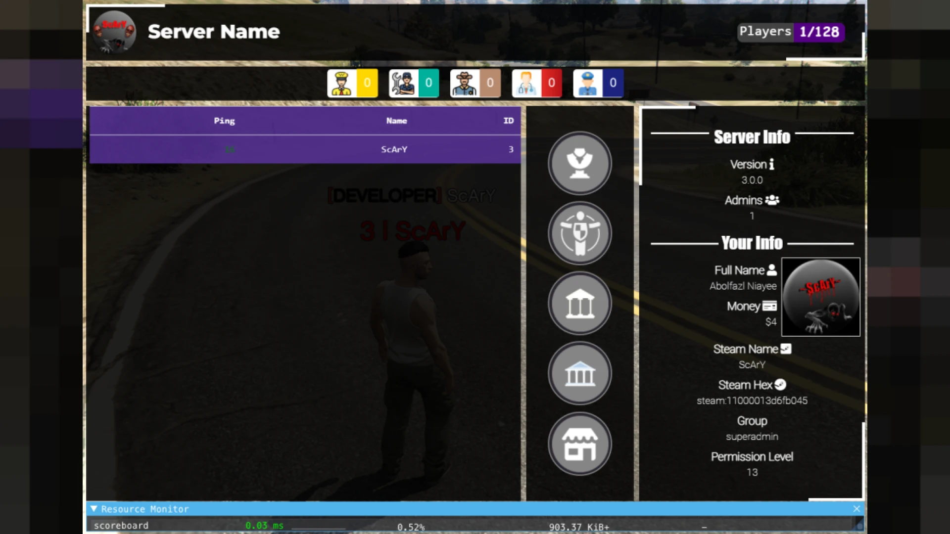 Scoreboard script V11 role overview panel for FiveM