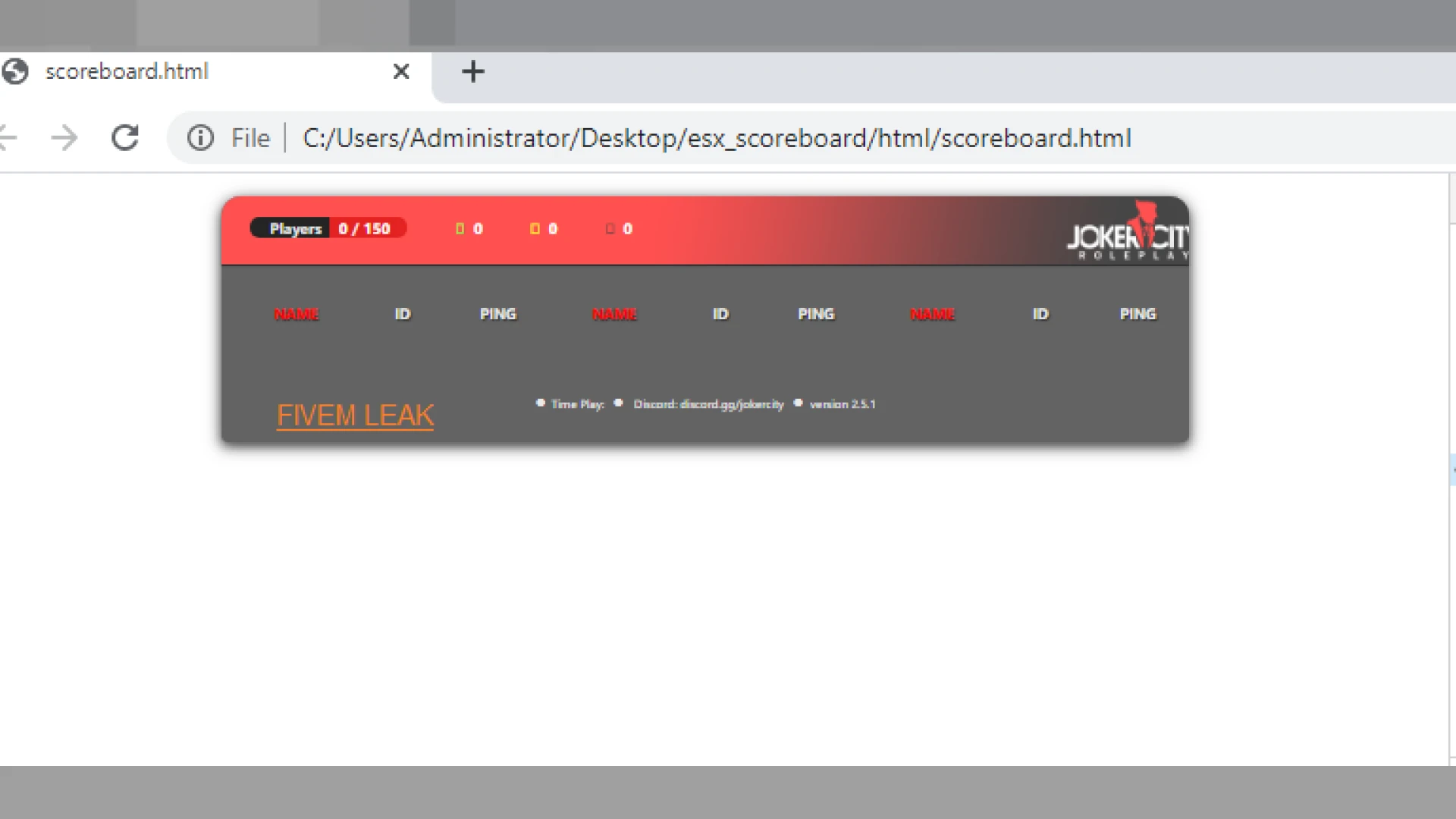 Scoreboard V9 lightweight player list panel with IDs in FiveM