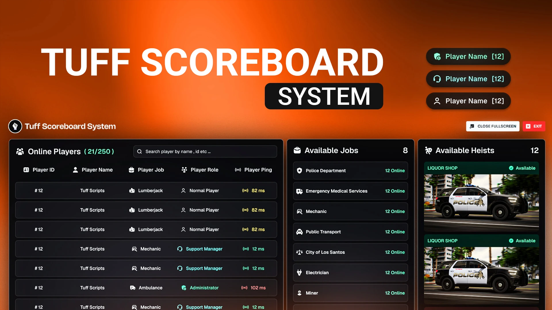 Scoreboard FiveM script — player list and server info overlay