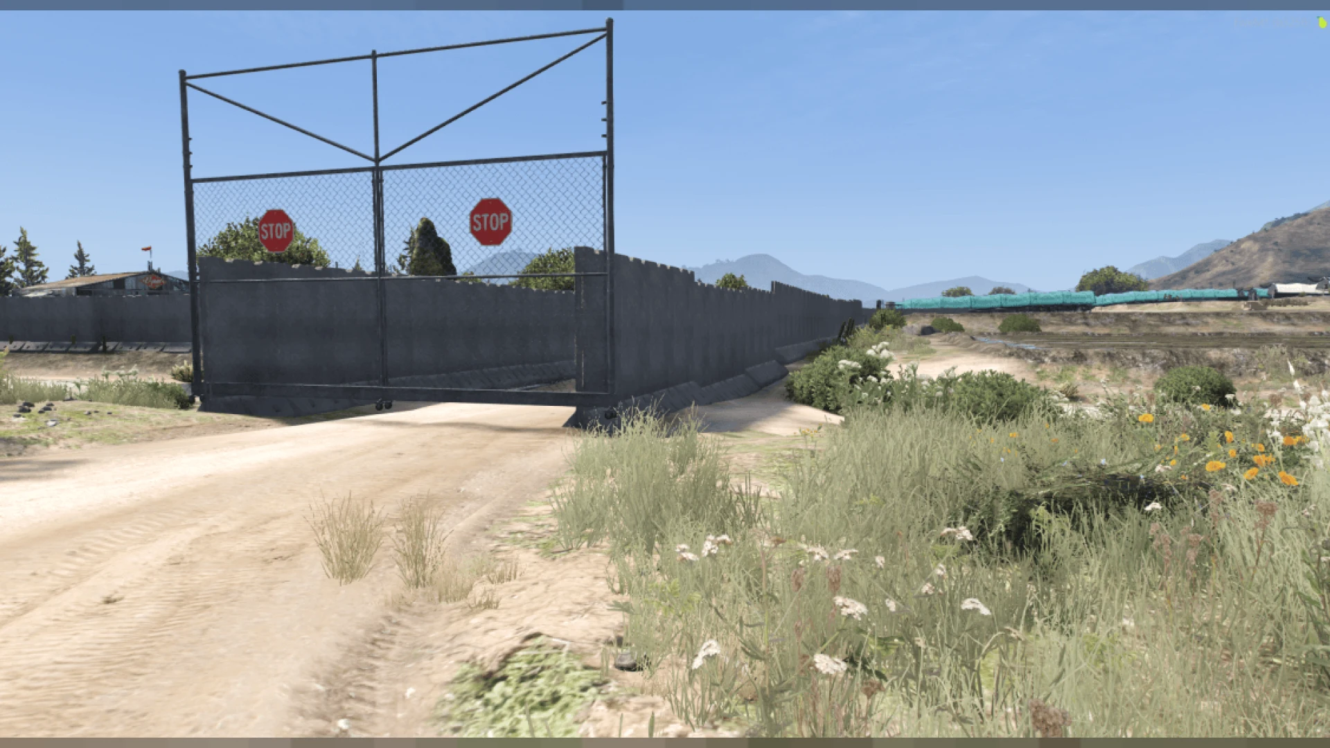 Secured airport terminal hangars and fenced checkpoints complex in FiveM — view 2