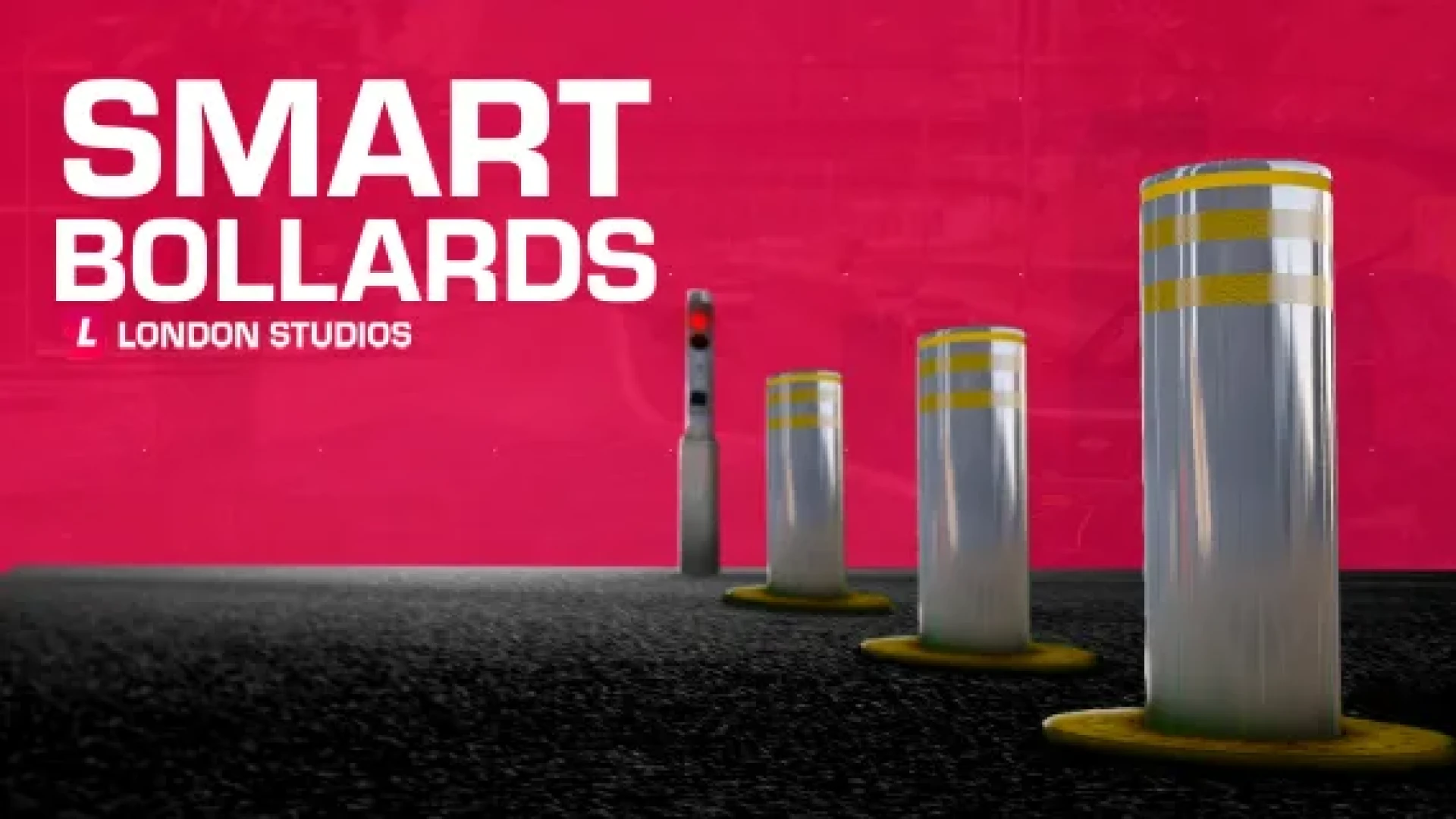 Security Bollards FiveM script — retractable bollards blocking a road
